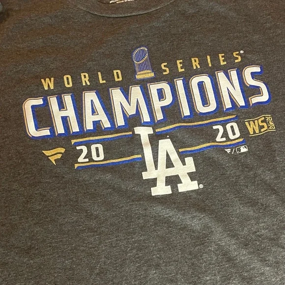 Fanatics Charcoal LA Dodgers 2020 World Series Champions Long Sleeve Shirt - Picture 3 of 5